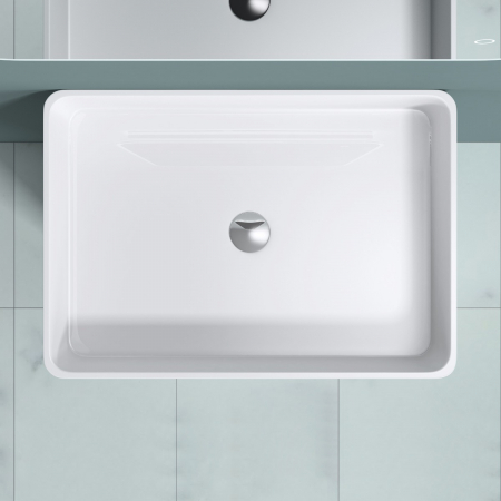 Lavoar Astra 36, alb lucios, montaj freestanding , compozit [6]