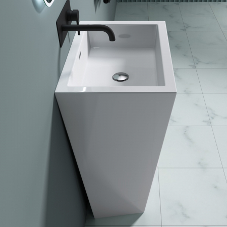 Lavoar Astra 38, alb lucios, montaj freestanding , compozit [1]