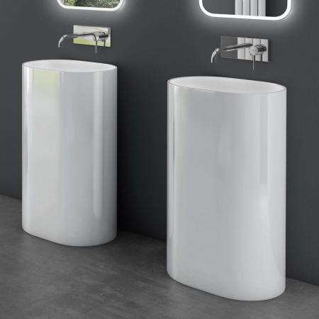 Lavoar Astra 45, alb lucios, montaj freestanding , compozit [5]