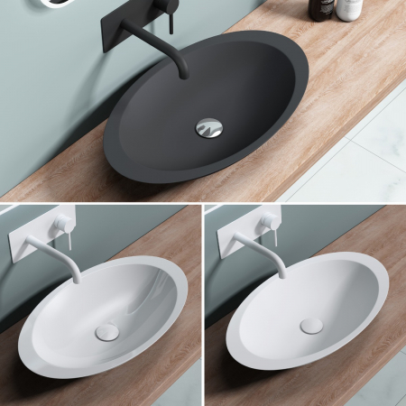 Lavoare - Lavoar Astra 802, alb sau negru, 59 cm, montaj pe blat, compozit