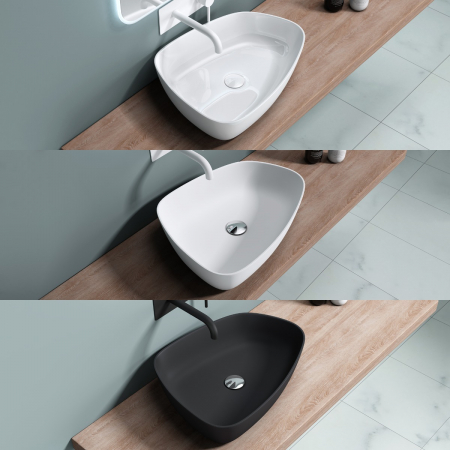 Lavoare - Lavoar Astra 806, alb sau negru, 50 cm, montaj pe blat, compozit