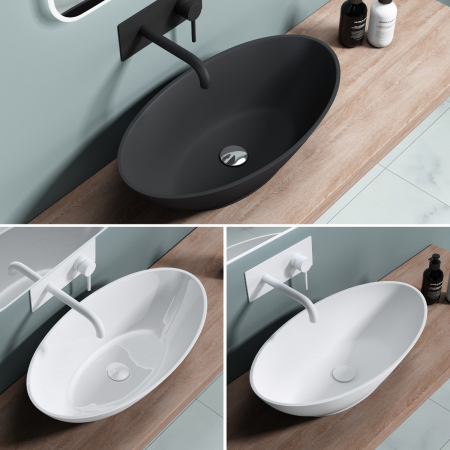 Lavoare - Lavoar Astra 807, alb sau negru, 62 cm, montaj pe blat, compozit
