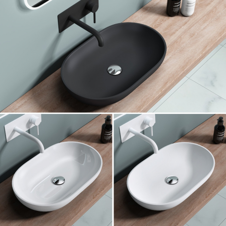 Lavoare - Lavoar Astra 808, alb sau negru, 54 cm, montaj pe blat, compozit
