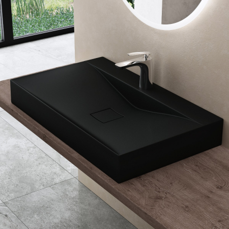 Lavoar Astra 810, Negru Mat, 100 cm, montaj pe blat sau suspendat, compozit - PROMO 1 BUCATA [1]