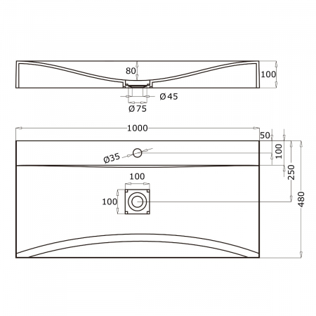 Lavoar Astra 810, Negru Mat, 100 cm, montaj pe blat sau suspendat, compozit - PROMO 1 BUCATA [10]
