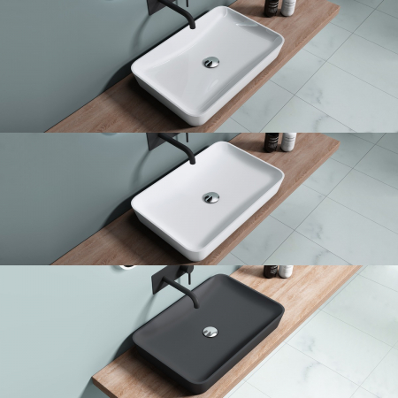 Lavoare - Lavoar Astra 815, alb sau negru, 60 cm, montaj pe blat, compozit