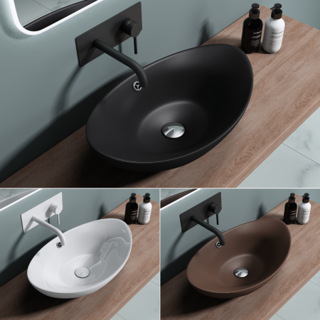 Lavoare - Lavoar Astra 818, alb sau negru, 42 cm, montaj pe blat, ceramica