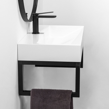 Lavoar din compozit Goya 60cm + Cadru, Compozit, alb lucios [2]