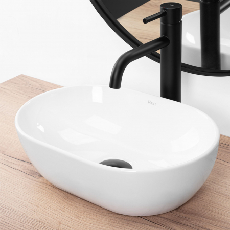 Lavoar pe blat Amelia Mini, ceramica, alb lucios [4]