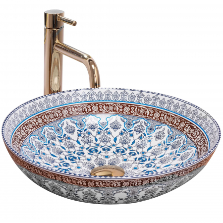 Lavoare - Lavoar pe blat Arte Blue, ceramica, cu model