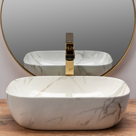 Lavoar pe blat Belinda Aiax Marmura, ceramica, imitatie de piatra [2]