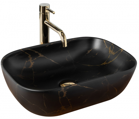 Lavoare - Lavoar pe blat Belinda Black Marble Mat, ceramica, negru mat