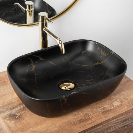Lavoar pe blat Belinda Black Marble Mat, ceramica, negru mat [4]