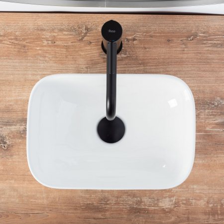 Lavoar pe blat Belinda Mini, ceramica, alb lucios [3]