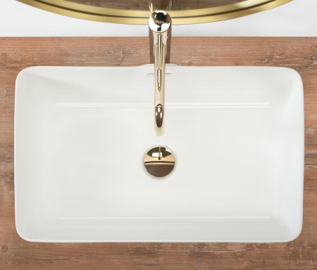 Lavoar pe blat Berta 55 White, ceramica, alb lucios [4]