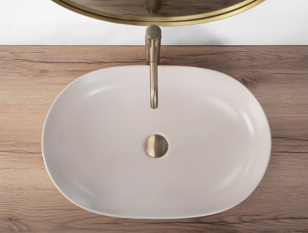 Lavoar pe blat Cleo 61 Beige Matt, ceramica, Bej mat [2]