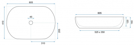 Lavoar pe blat Cleo 61 Beige Matt, ceramica, Bej mat [4]