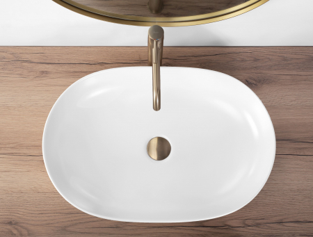 Lavoar pe blat Cleo 61 White Matt, ceramica, alb mat [2]