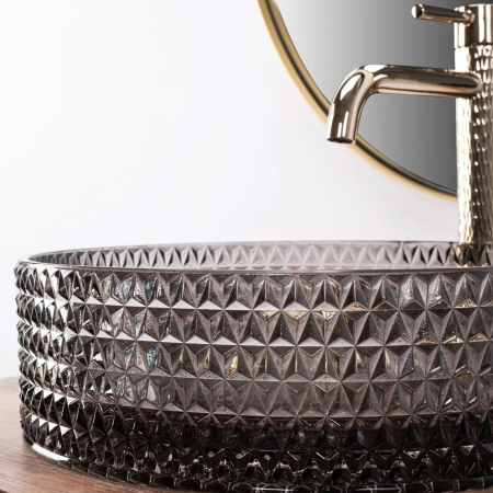 Lavoar pe blat Cristal Black, sticla, negru lucios [1]