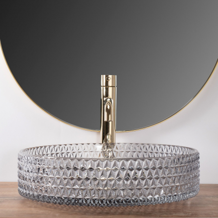 Lavoar pe blat Cristal Grey 39, sticla, Gri [6]