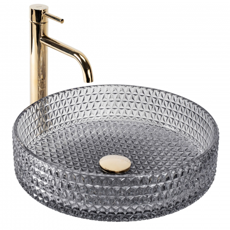 Lavoare - Lavoar pe blat Cristal Grey 39, sticla, Gri