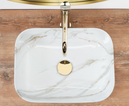 Lavoar pe blat Demi Mini Aiax Shiny, ceramica, imitatie de piatra [3]