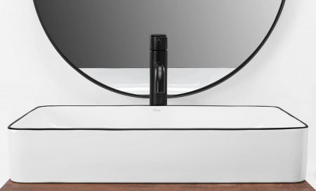 Lavoar pe blat Denis Black Edge, ceramica, alb lucios [2]