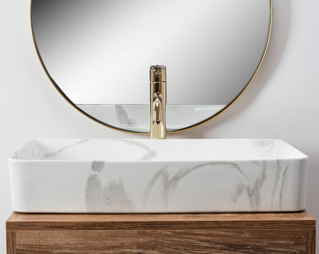 Lavoar pe blat Denis Shiny Marmo, ceramica, cu model [3]