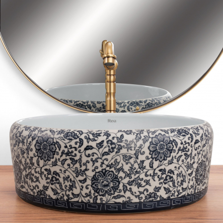 Lavoar pe blat Florisa, ceramica, cu model [2]