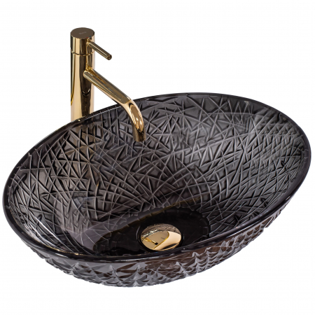 Lavoare - Lavoar pe blat Frost Black, sticla, negru lucios