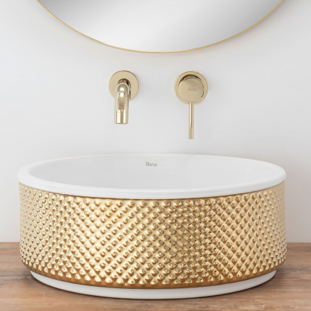Lavoar pe blat Helen Gold White, ceramica, alb lucios [3]