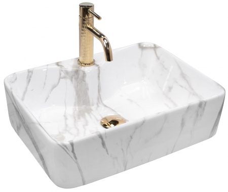 Lavoare - Lavoar pe blat Kelly Marmo, ceramica, imitatie de piatra