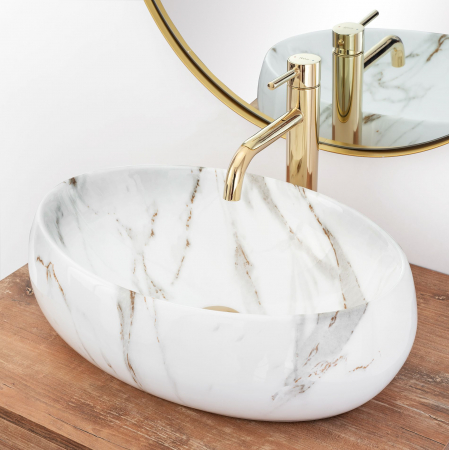 Lavoar pe blat Linda, ceramica, imitatie de piatra [3]