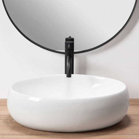 Lavoar pe blat Linda, ceramica, alb lucios [1]