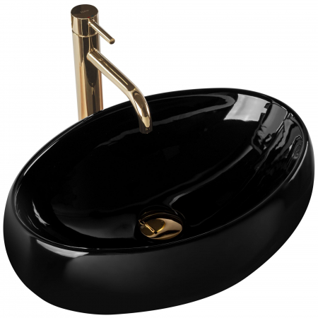 Lavoare - Lavoar pe blat Linda Black, ceramica, negru lucios