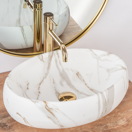 Lavoar pe blat Linda Lava Mat, ceramica, imitatie de piatra [3]