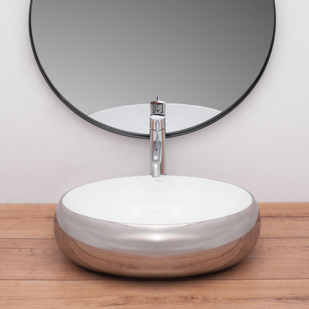 Lavoar pe blat Linda Silver, ceramica, alb lucios [1]