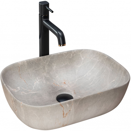 Lavoare - Lavoar pe blat Livia Bej Beige, ceramica, imitatie de piatra