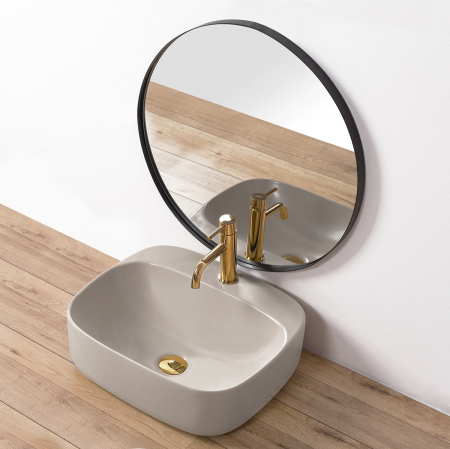 Lavoar pe blat Luiza 50 Grey Mat, ceramica, Gri mat [3]