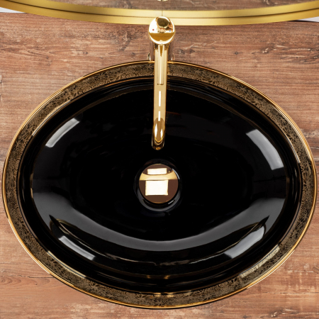 Lavoar pe blat Margot Gold / Black Ceramic, ceramica, negru lucios [3]