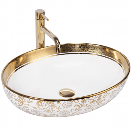 Lavoare - Lavoar pe blat Margot White/gold, ceramica, auriu