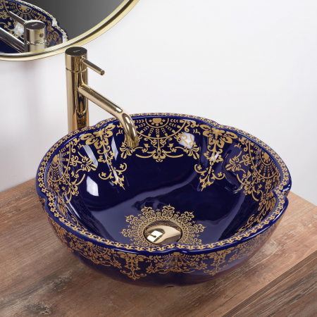 Lavoar pe blat Marina Blue, ceramica, cu model [1]