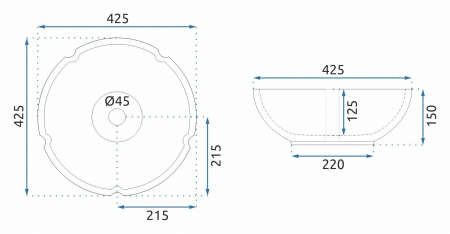 Lavoar pe blat Marina Blue, ceramica, cu model [4]