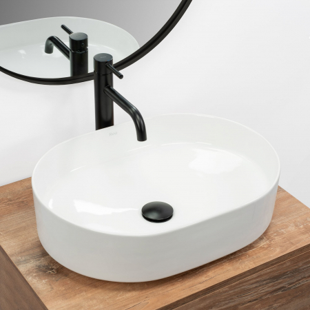 Lavoar pe blat Nadia 50, ceramica, alb lucios [1]