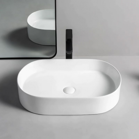 Lavoar pe blat Nadia 60, ceramica, alb lucios [6]
