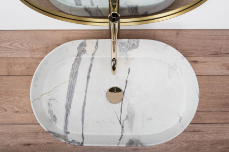 Lavoar pe blat Nadia 60 Sand, ceramica, cu model [4]