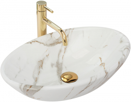 Lavoare - Lavoar pe blat Pamela Shiny Aiax, ceramica, imitatie de piatra