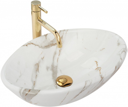 Lavoar pe blat Pamela Shiny Aiax, ceramica, imitatie de piatra [6]
