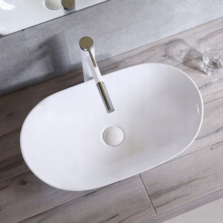 Lavoar pe blat Royal 60, ceramica, alb lucios [1]