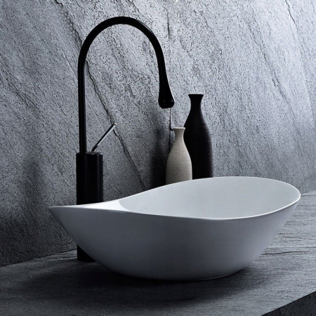 Lavoar pe blat Royal 60, ceramica, alb lucios [2]